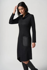 Sweater Knit Dress With Faux Leather Patched Pockets-Watch Us Women Oakville