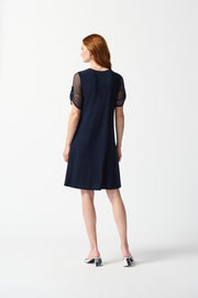 Silky Knit And Mesh A-Line Dress