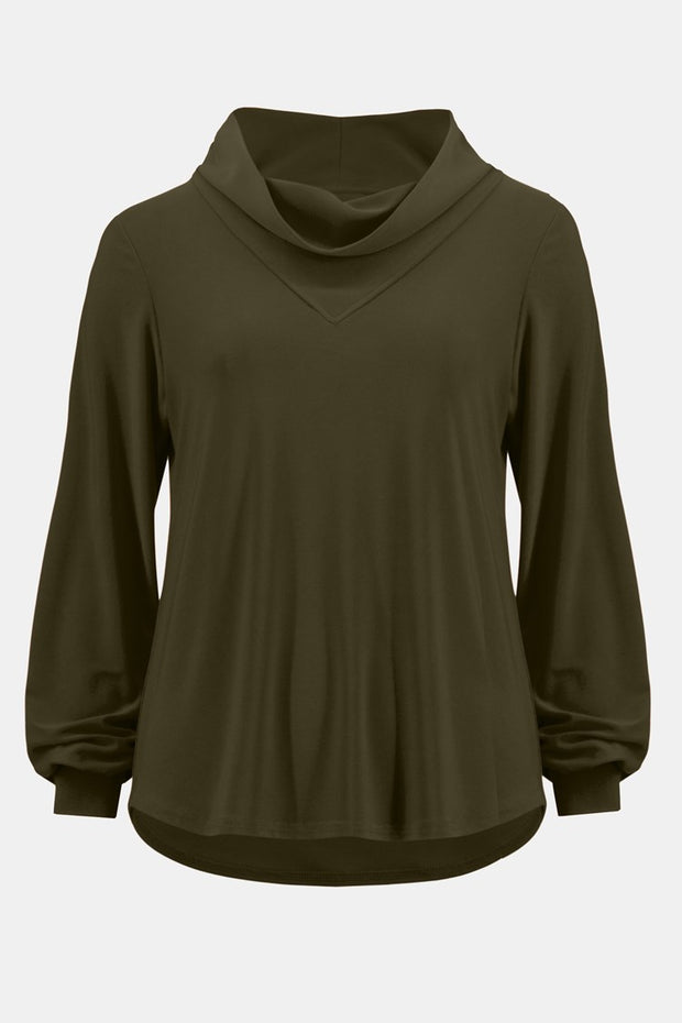 Silky Knit Straight Cowl Collar Top