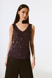 Sequined Sleeveless Fitted Top