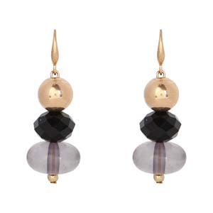 Earrings Black & Gold Beads-Watch Us Women Oakville