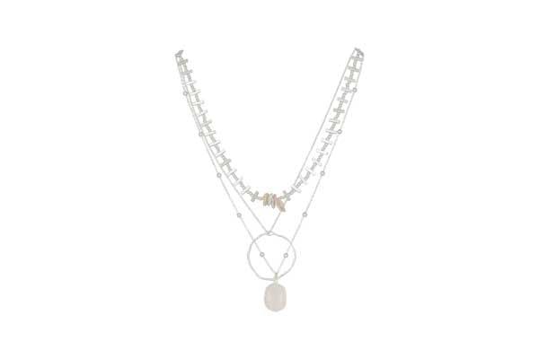 MERX Shiny Silver Multi Strand Necklace-Watch Us Women Oakville