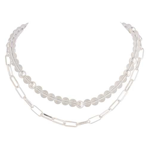 Clear Bead & Silver Necklace