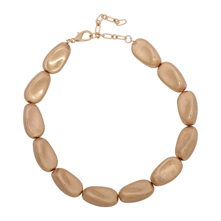 Worn Gold Pebble Necklace