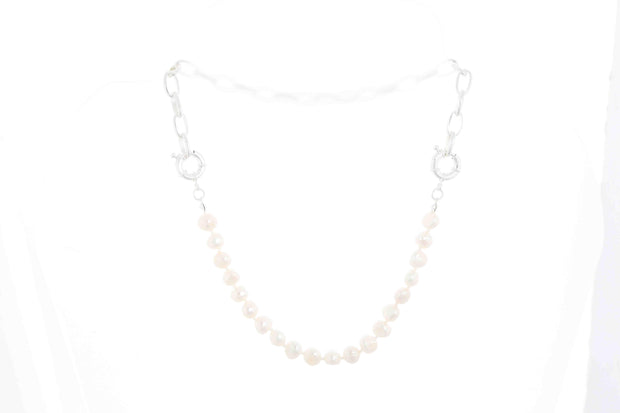 Oval Links & Fresh Water Pearls Necklace-Watch Us Women Oakville