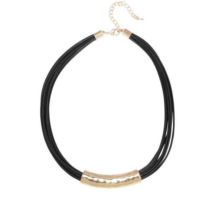 Black Cords Necklace w/Gold Bar-Watch Us Women Oakville