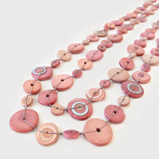 Wood Discs & Sequins Necklace