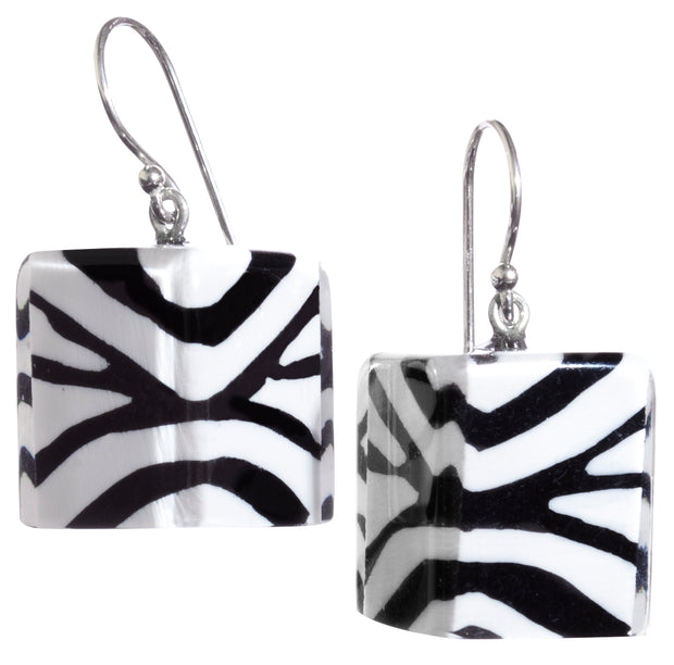 Zebra Large Cube Earrings