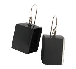 Black Large Cube Drop Earrings