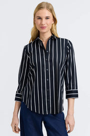 Margie Stripe & Houndstooth 3/4 Sleeve Shirt