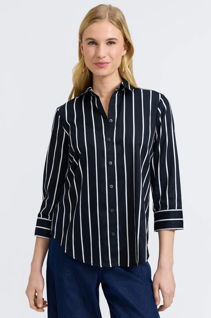 Margie Stripe & Houndstooth 3/4 Sleeve Shirt