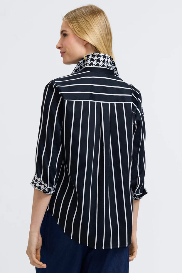 Margie Stripe & Houndstooth 3/4 Sleeve Shirt