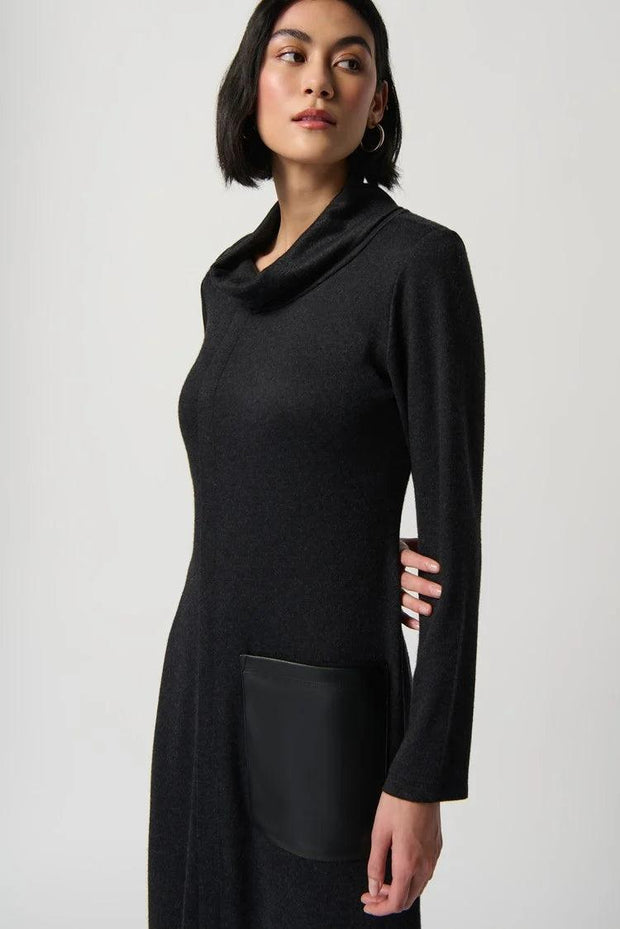 Sweater Knit Dress With Faux Leather Patched Pockets-Watch Us Women Oakville