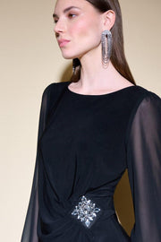 Silky Knit Top With Chiffon Sleeves And Ornament-Watch Us Women Oakville