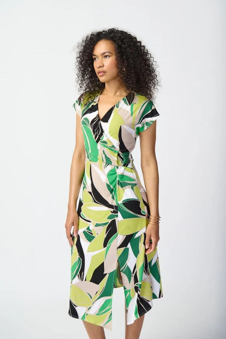 Tropical Print Silky Knit Dress-Watch Us Women Oakville