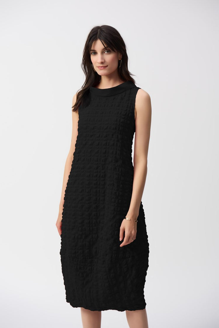 Textured Woven Sleeveless Cocoon Dress