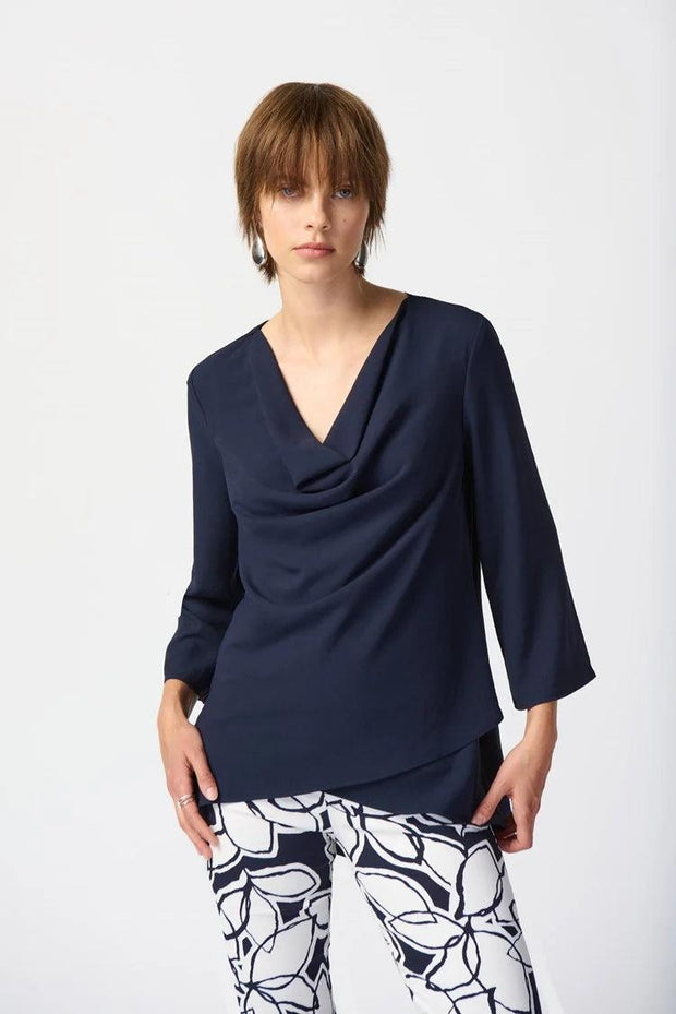 Woven Cowl Neck Flared Top-Watch Us Women Oakville