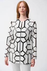 Laser-Cut Leatherette on Mesh Jacket