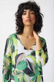 Tropical Print Open Stitch Sweater