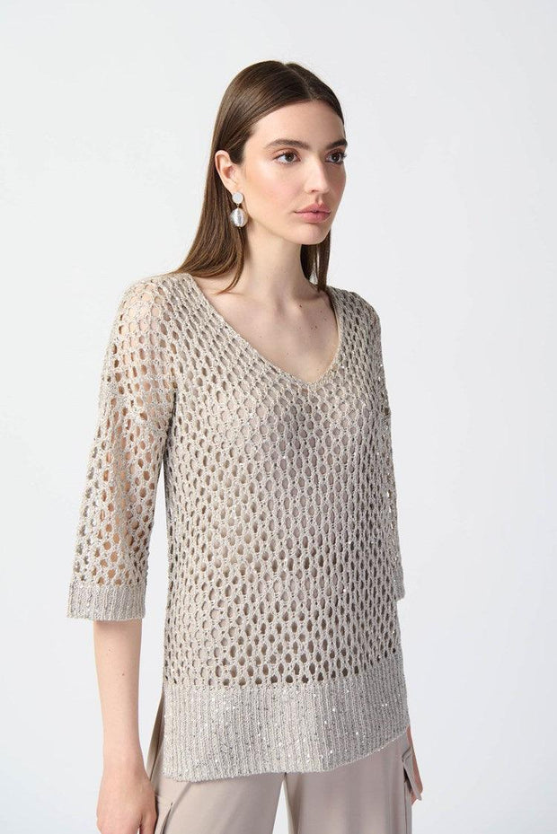 Open Stitch Sweater with Sequins-Watch Us Women Oakville