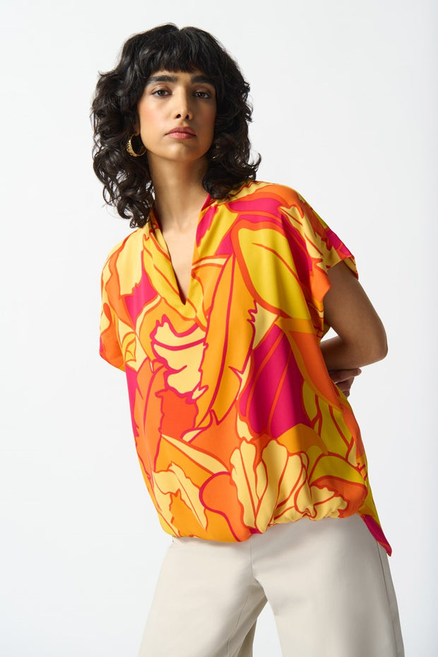 Woven Tropical Print Boxy Top