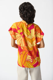 Woven Tropical Print Boxy Top