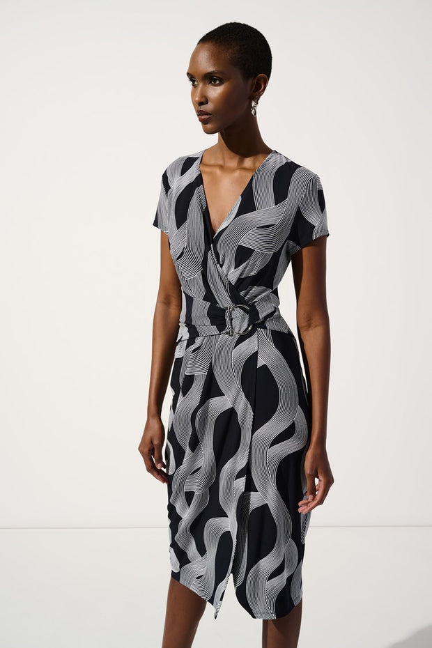 Silky Knit Abstract Print Wrap Dress