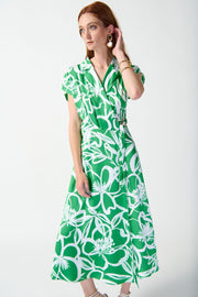 Satin Floral Print Flowy Wrap Dress-Watch Us Women Oakville