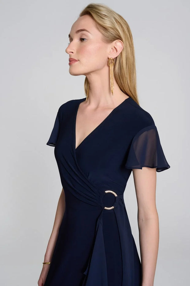 Silky Knit and Chiffon Flowy Wrap Dress-Watch Us Women Oakville