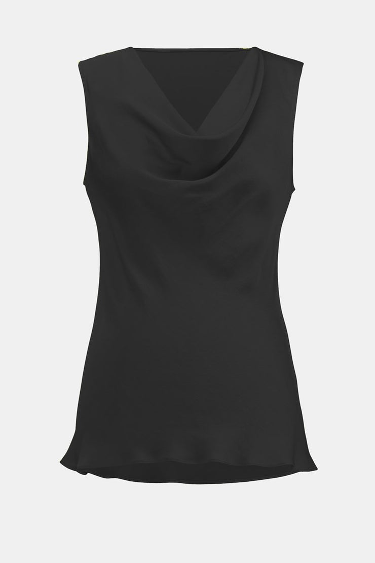 Satin Sleeveless Cowlneck Top