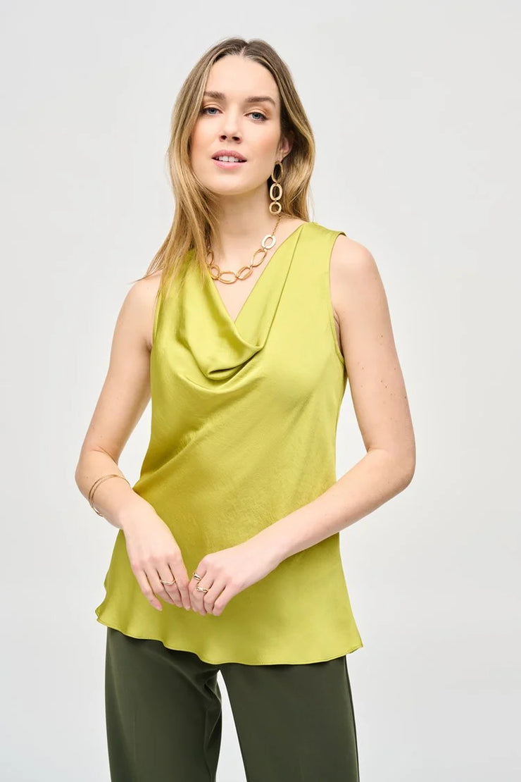 Satin Sleeveless Cowlneck Top