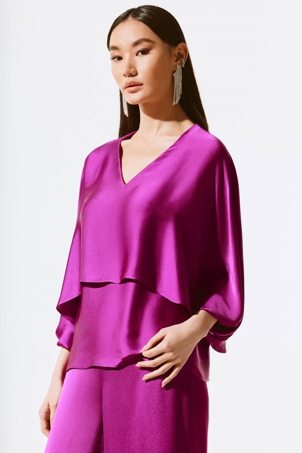 Satin V-Neck Layered Top