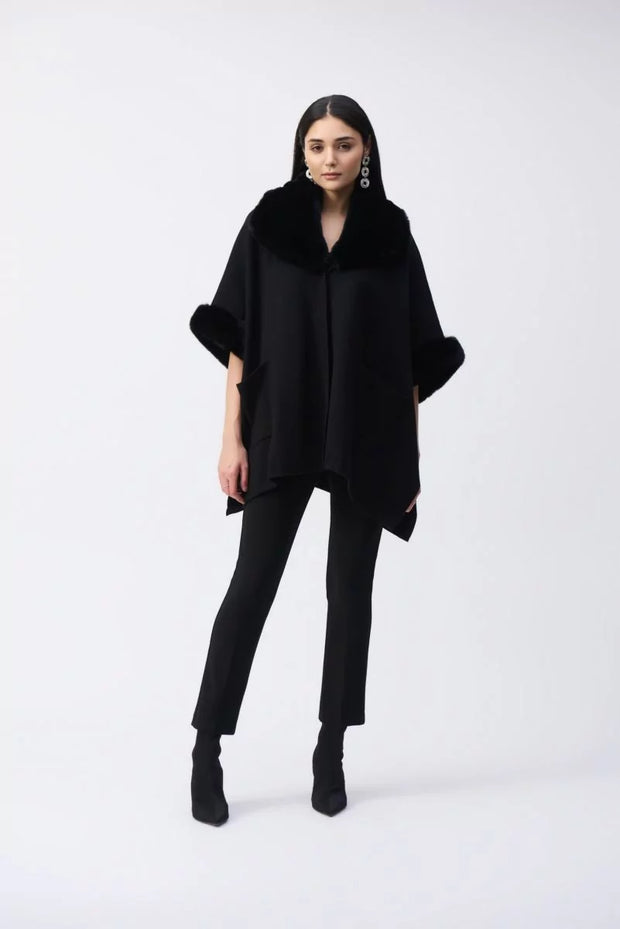 Faux Fur Trim Cape