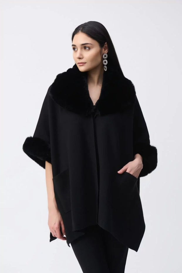 Faux Fur Trim Cape