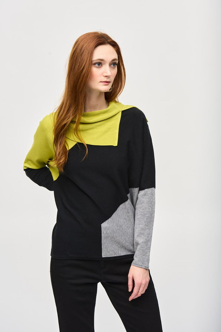 Color-Block Jacquard Sweater Top