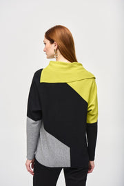 Color-Block Jacquard Sweater Top