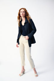 Woven Button-Down Blouse With Pockets