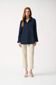 Woven Button-Down Blouse With Pockets