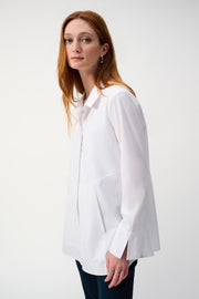 Woven Button-Down Blouse With Pockets