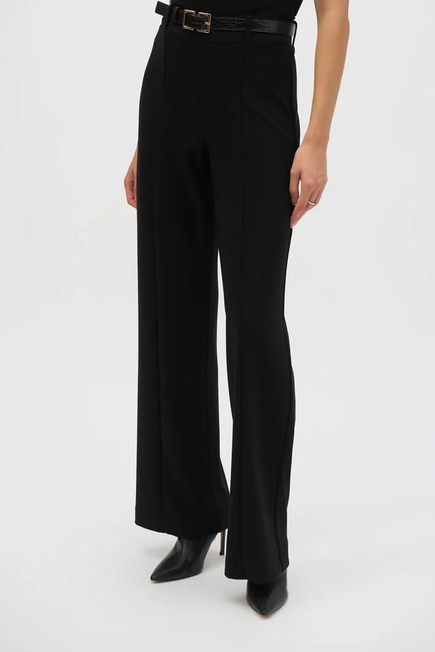 Silky Knit Belted Wide-Leg Pants