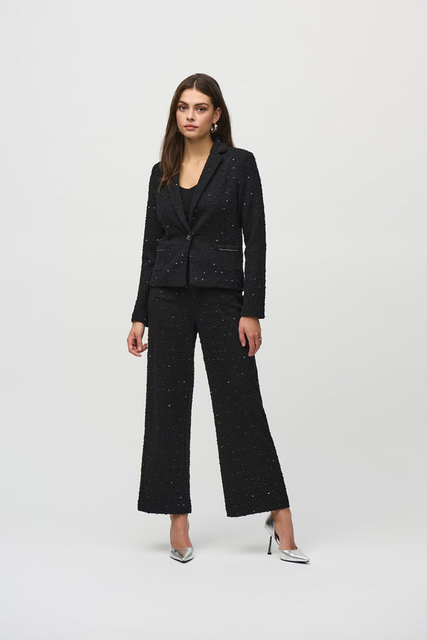 Sequin Bouclé Blazer with Chain Trim Detail