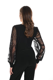 Mesh Sparkle Sleeve Top