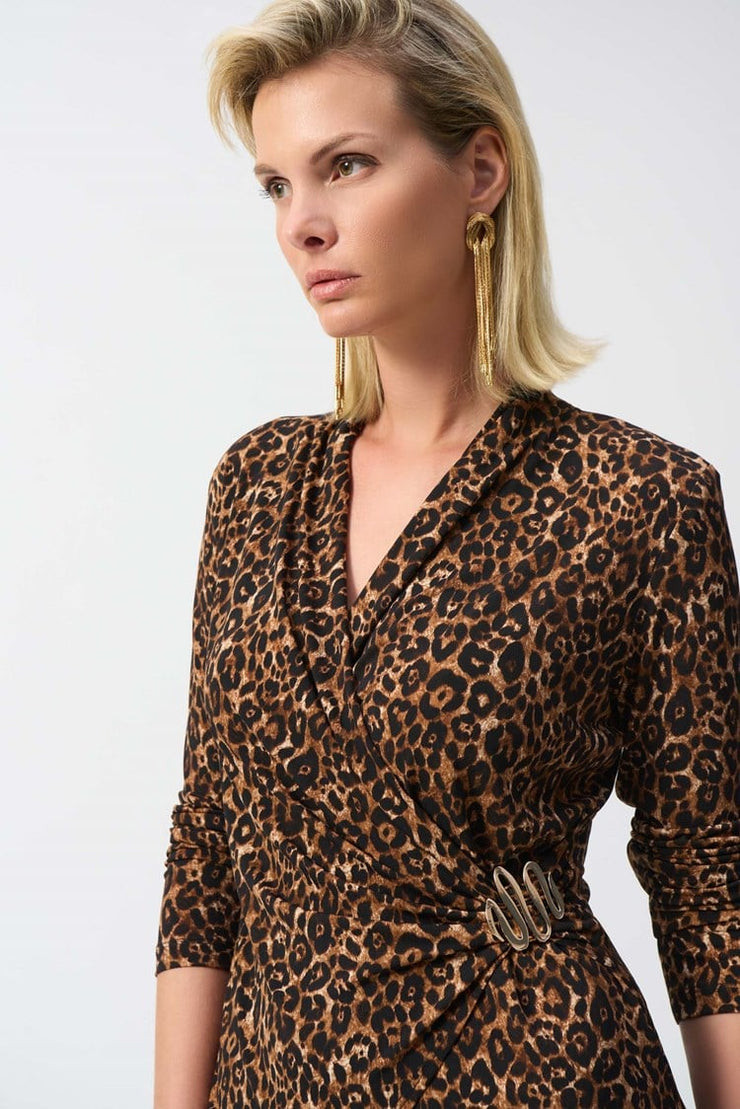 Silky Knit Animal Print Wrap Top