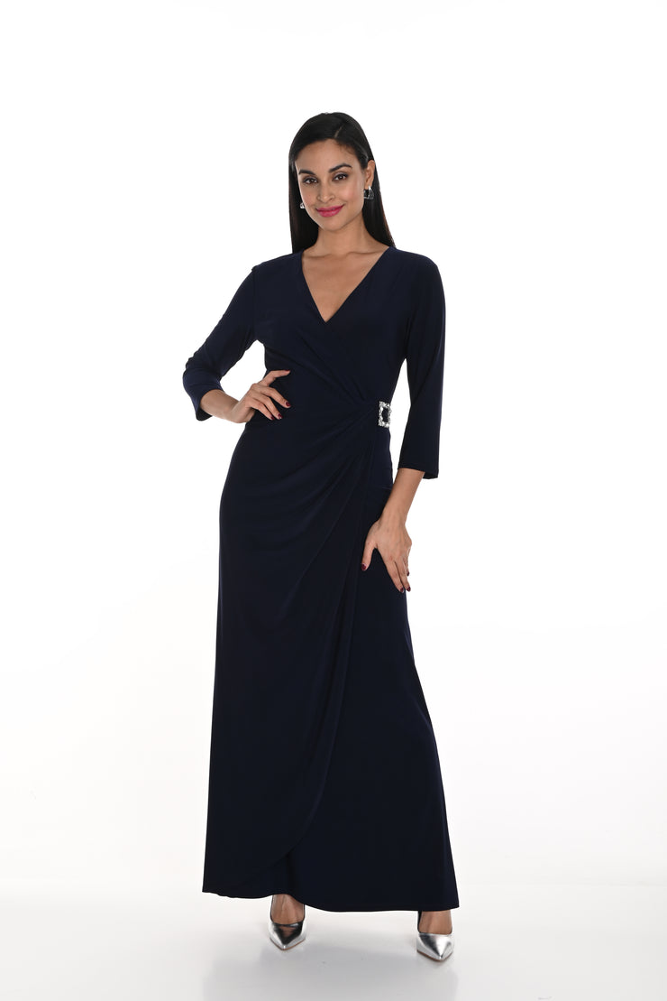 3/4 Sleeve V-Neck Gown