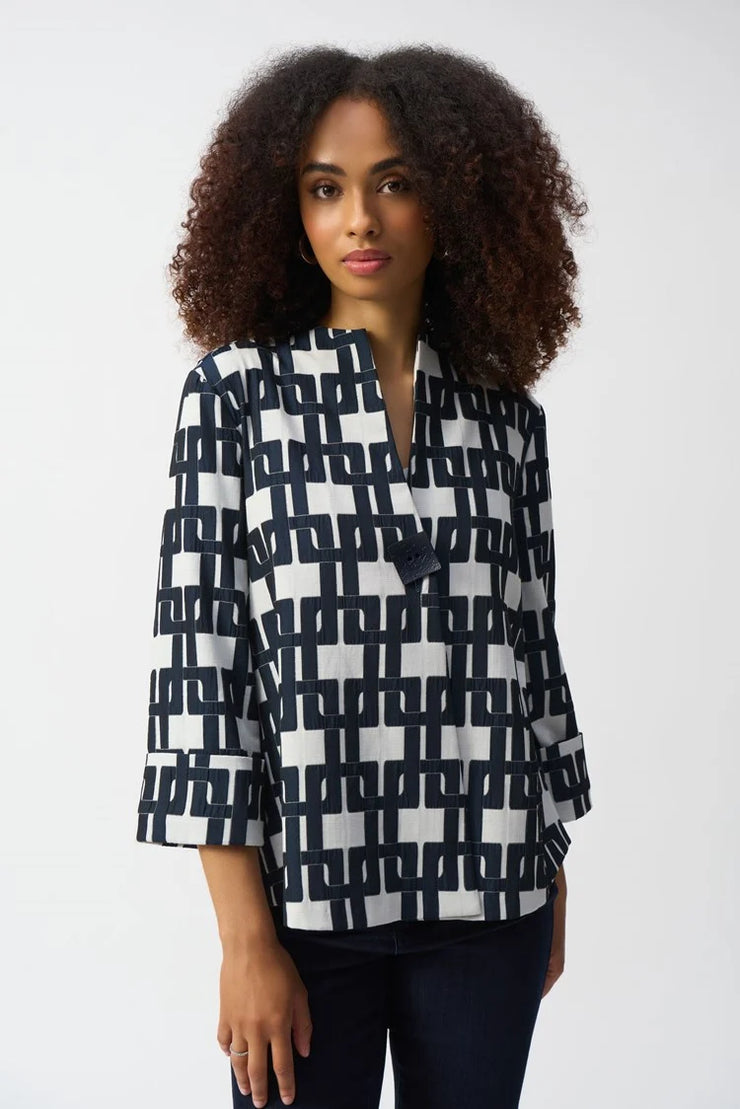 Geometric Jacquard Trapeze Jacket