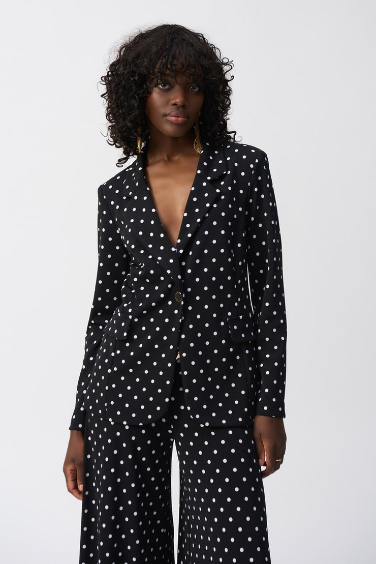 Silky Knit Dot Print Blazer