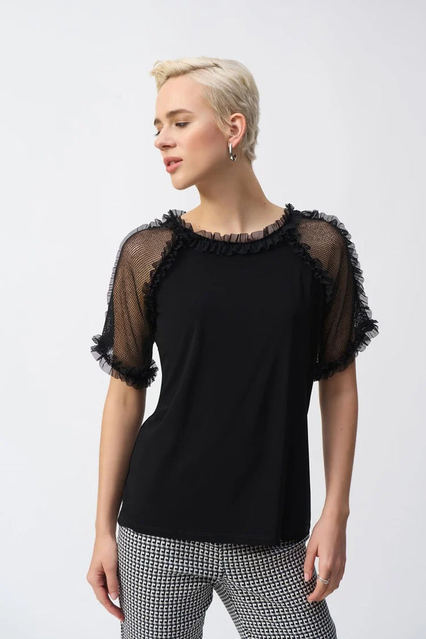 Silky Knit And Mesh Top