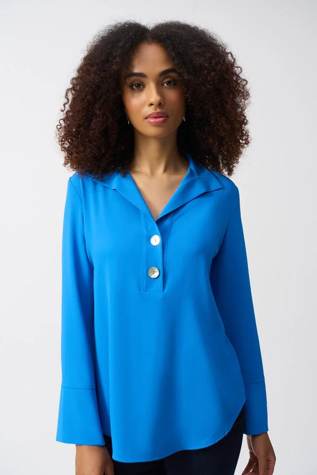 Gauze Straight Top With Button Detail