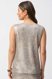 Foiled Melange Knit Sleeveless Top