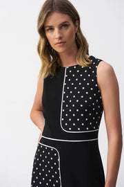 Silky Knit Dot Print Sleeveless Sheath Dress